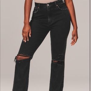Abercrombie Curve Love High Rise Straight Distressed Jeans